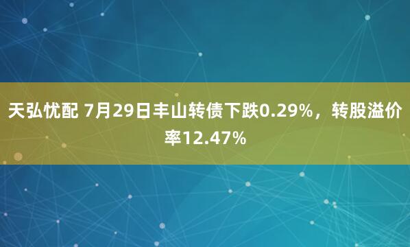 天弘忧配 7月29日丰山转债下跌0.29%，转股溢价率12.47%